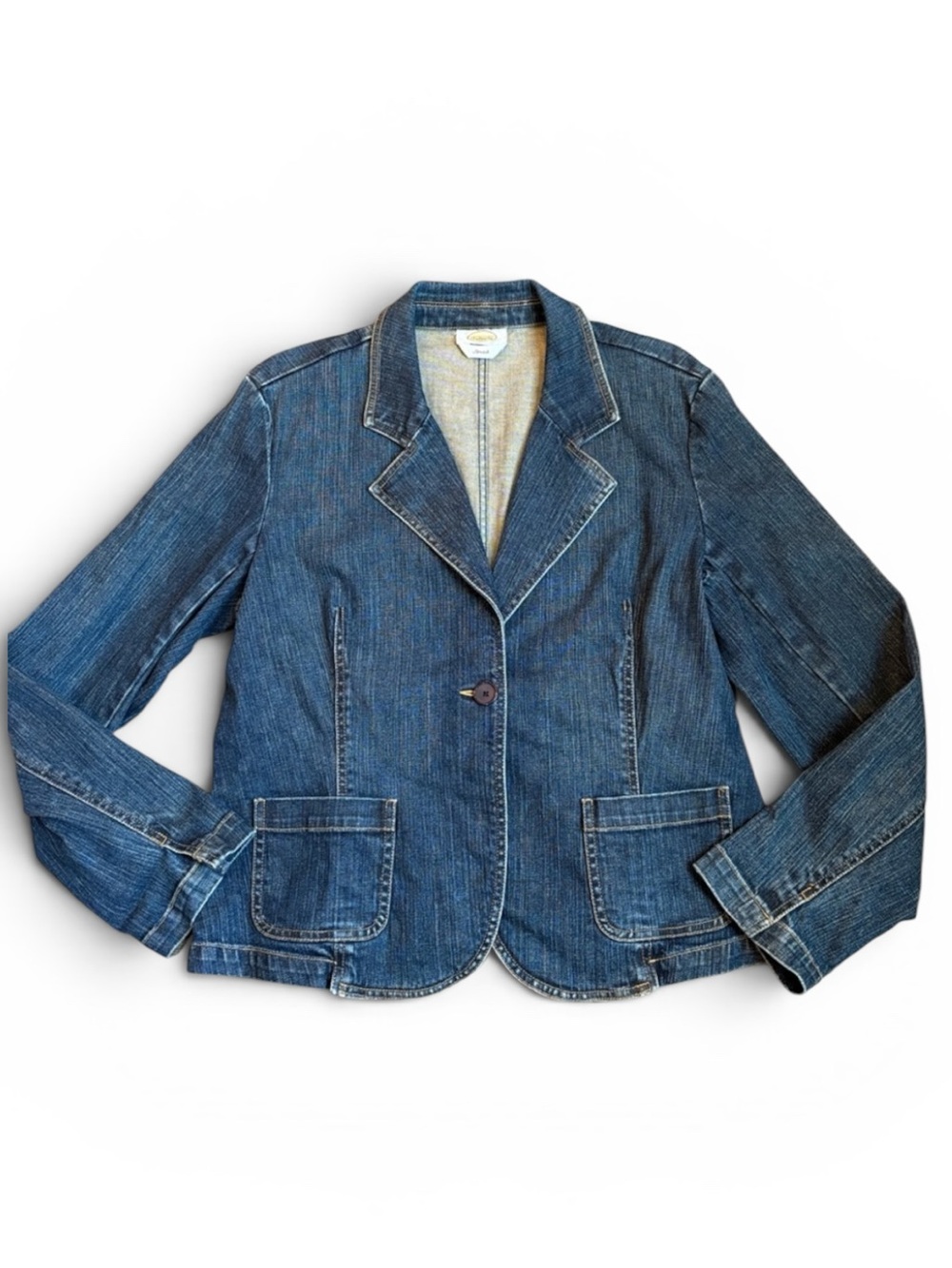 Talbots Dark Wash Denim Blazer Women’s L Blue READ